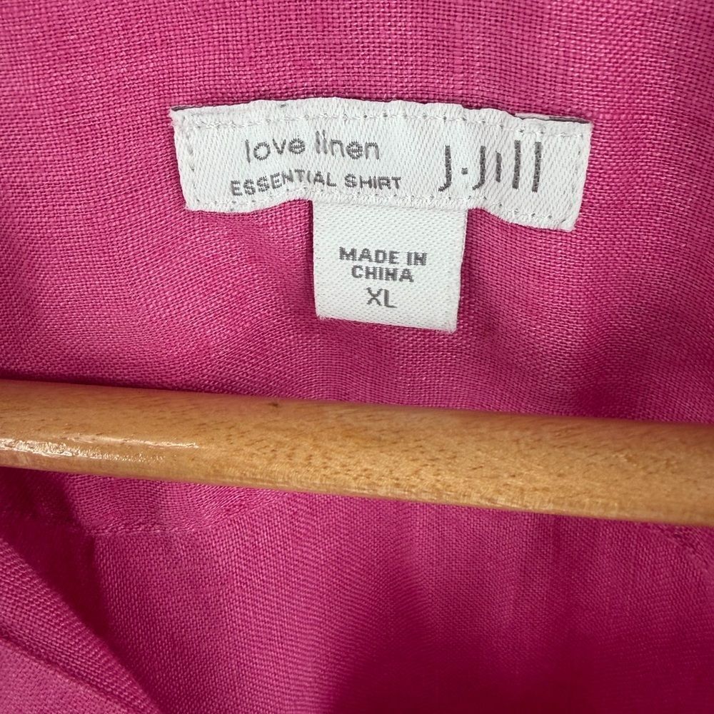 J.Jill love linen pink button up long sleeve blouse women’s size XL resort beach - Picture 2 of 5